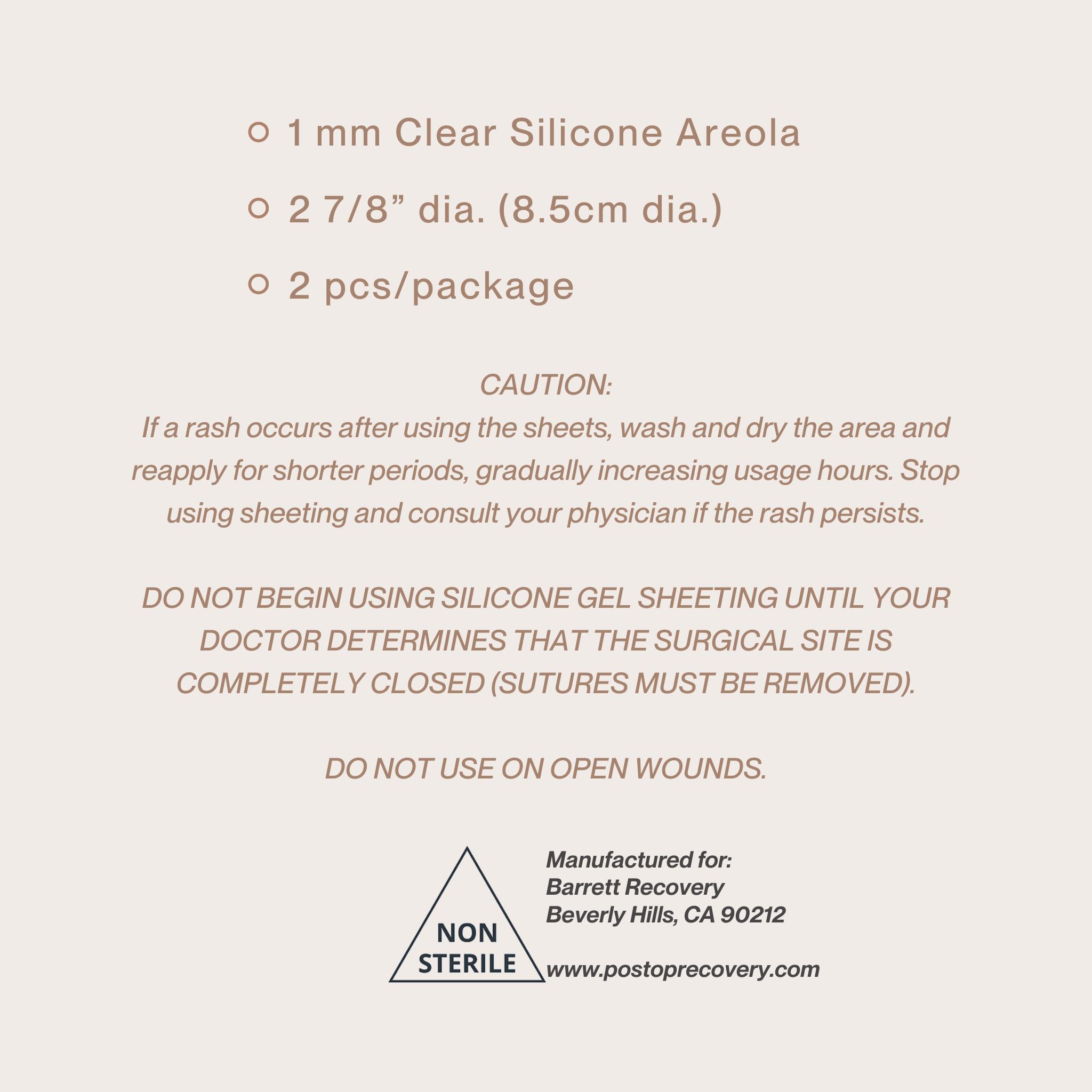1mm Clear silicone areola 2 pcs per package