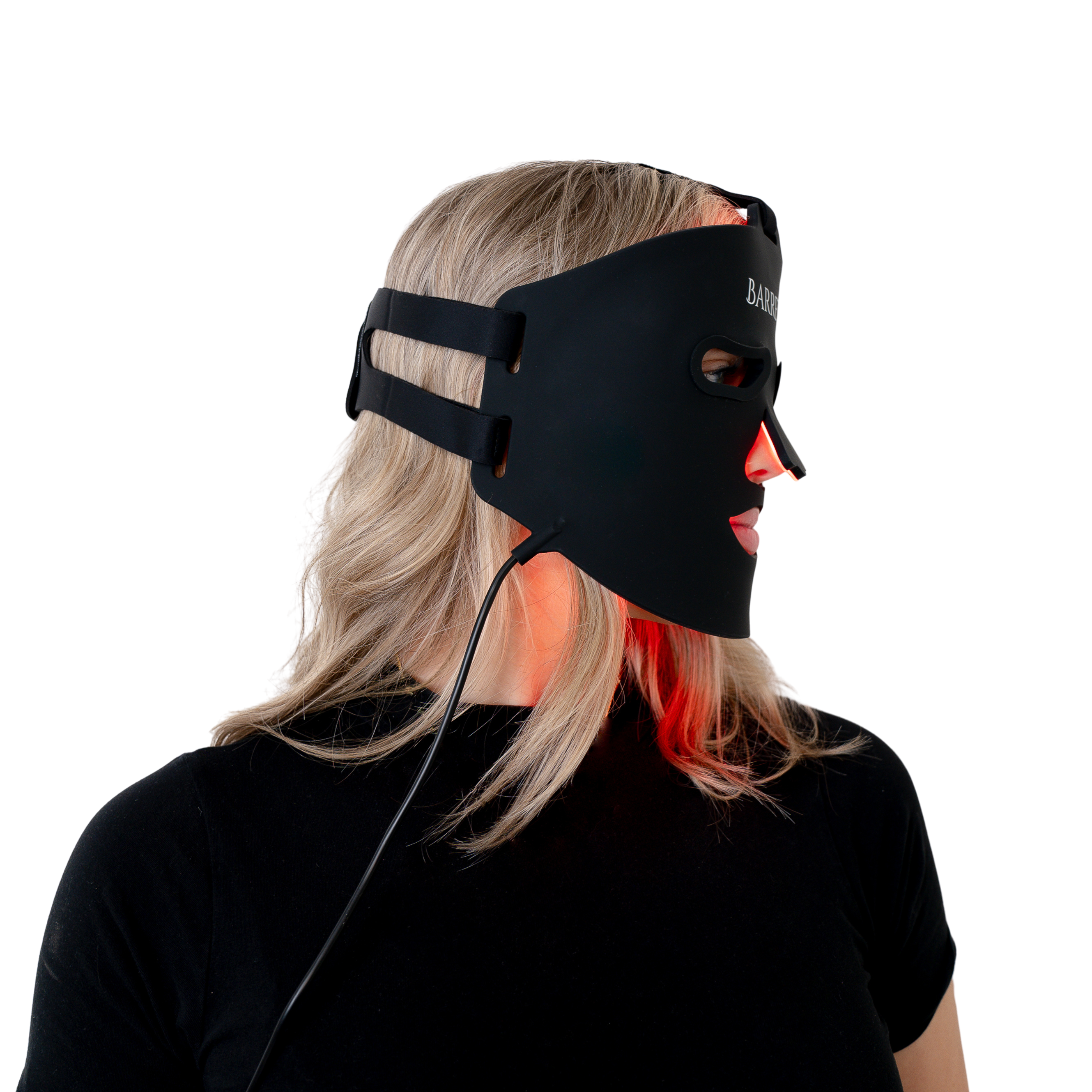 Side profile of barrett recovery red light face mask