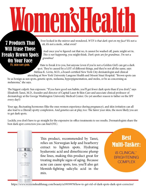 iS Clinical Brightening Complex featured in Women's Health Magazine