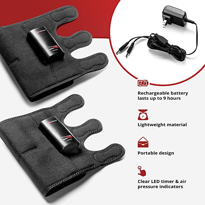 Rechargable battery lasts up to 8 hours, lightweight material, portable design, clear LED timer and pressure indicators