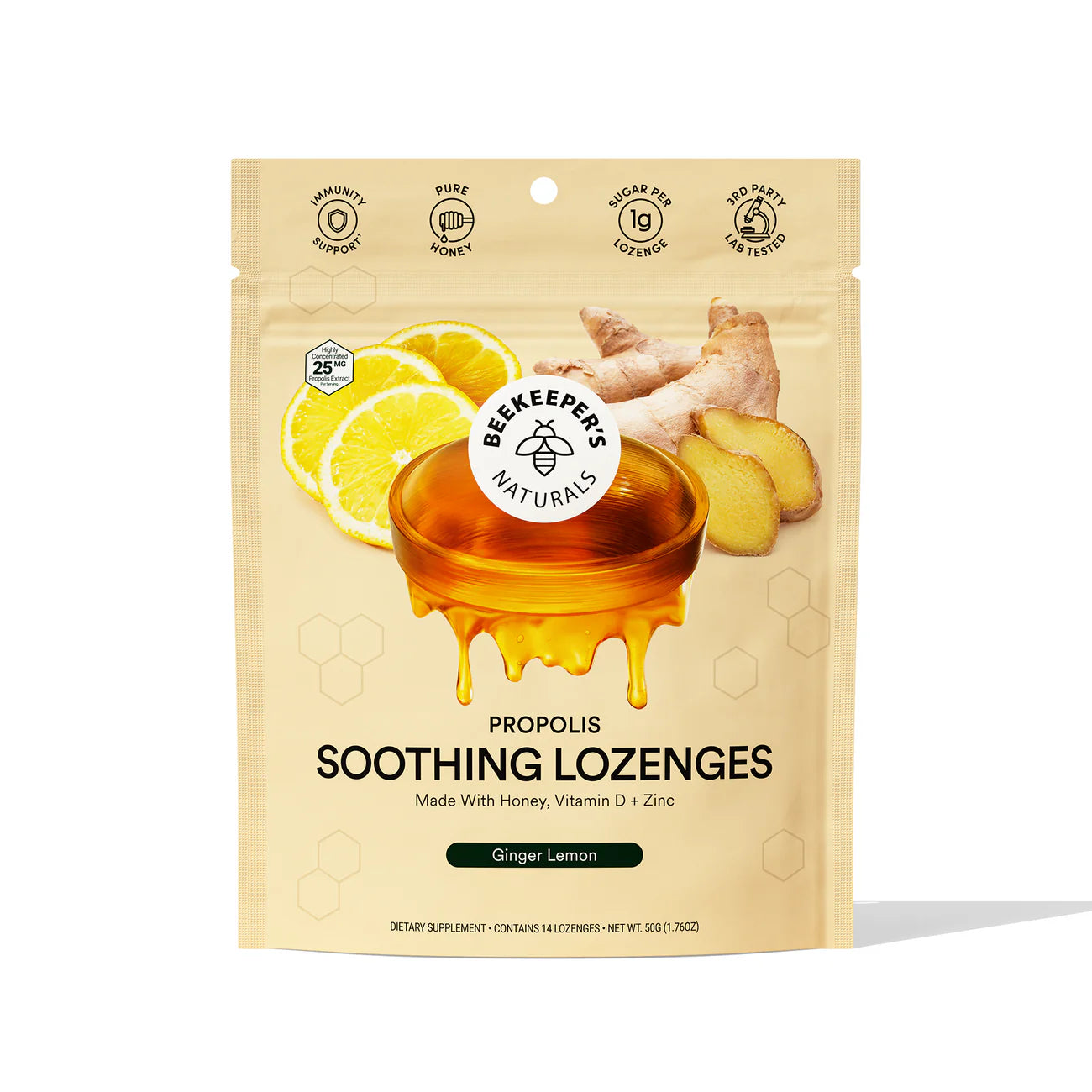 Each lozenge is formulated with liquid propolis, honey, and other nature-powered ingredients that soothe dry, scratchy throats and helps support your immune system.