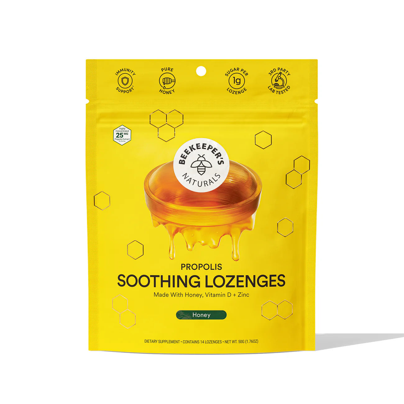 Each lozenge is formulated with liquid propolis, honey, and other nature-powered ingredients that soothe dry, scratchy throats and helps support your immune system.