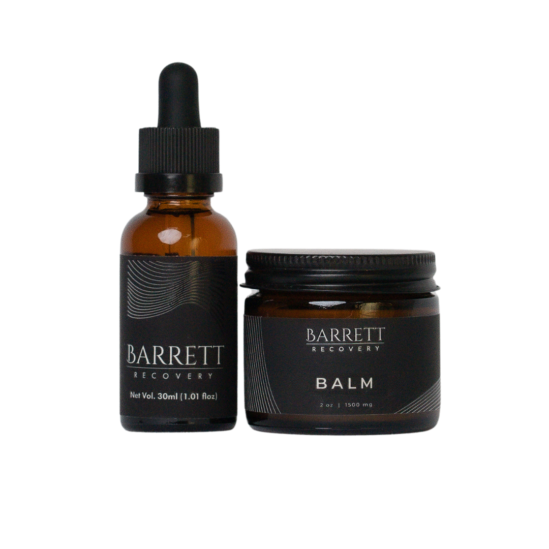 Natural Relief Duo featuring our natural relief balm and natural relief oil by barrett recovery