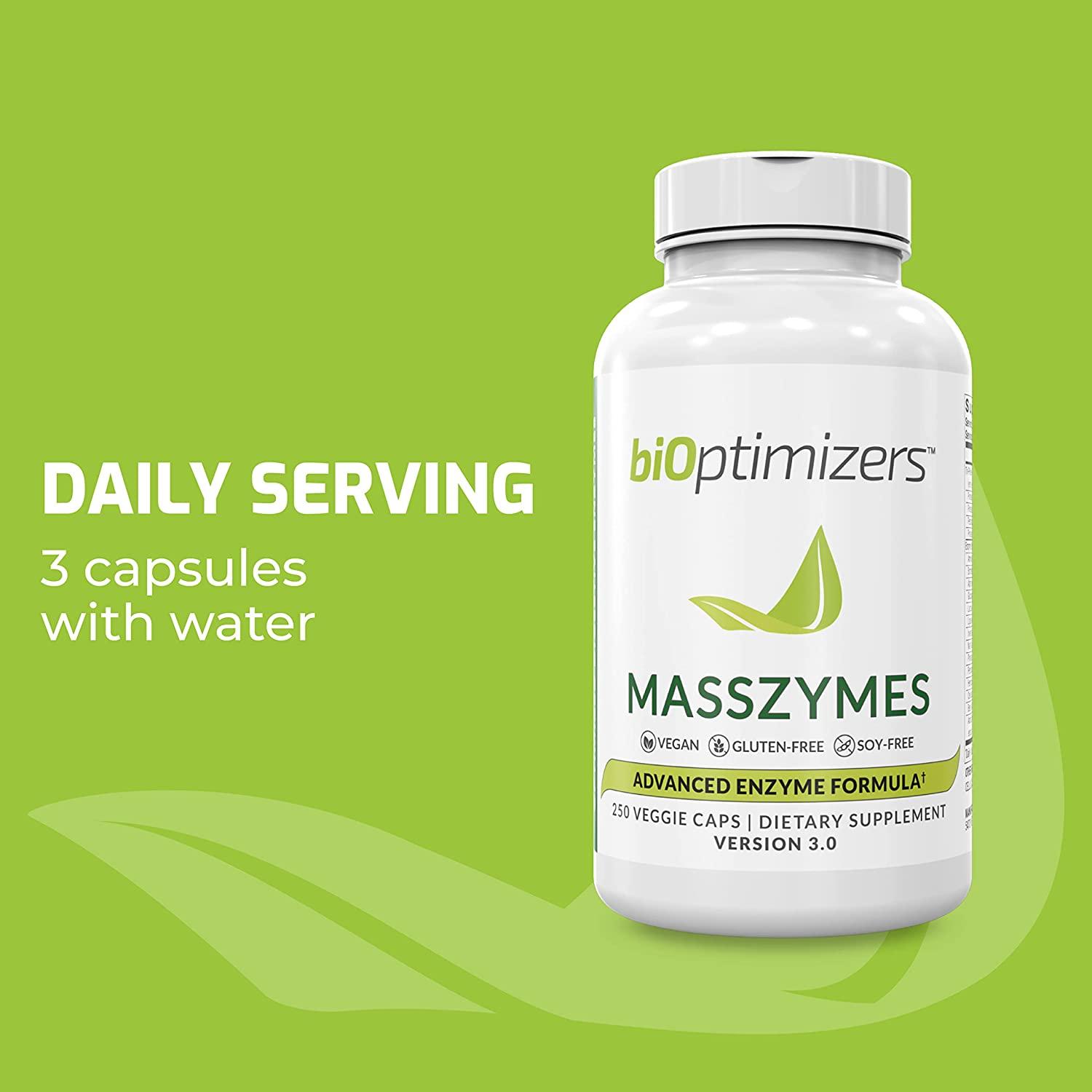 Bioptimizers Masszymes Advanced Enzyme Formula Daily serving 3 capsules with water