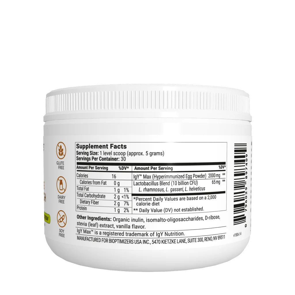 MicroBiome Breakthrough Vegetarian Vanilla formula The ultimate leaky gut solution Dietary supplement Supplement facts 16 calories per serving